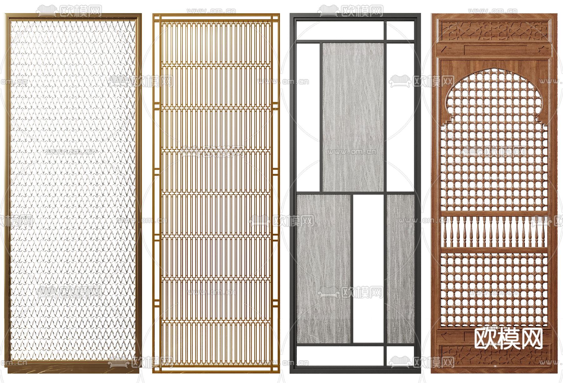 现代金属屏风隔断3d模型下载（渲染图1）