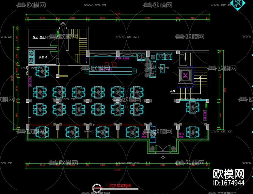 中餐厅全套cad施工图下载（渲染图9）