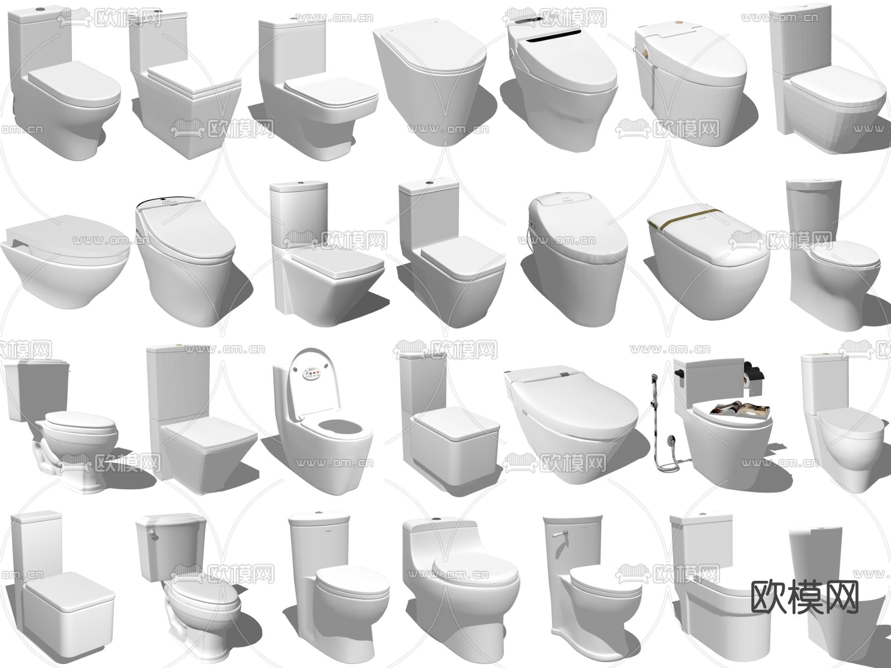 现代马桶坐便器su模型下载（渲染图1）