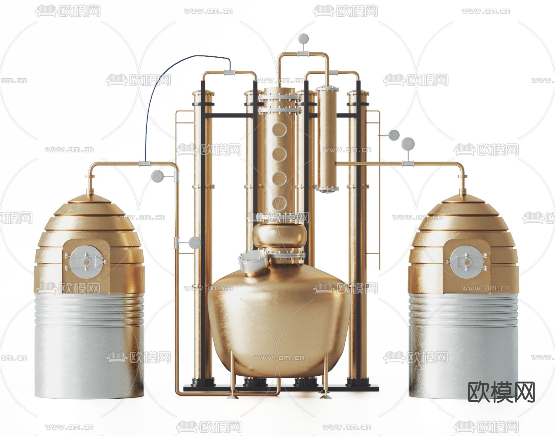 现代工业啤酒酿造机3d模型下载