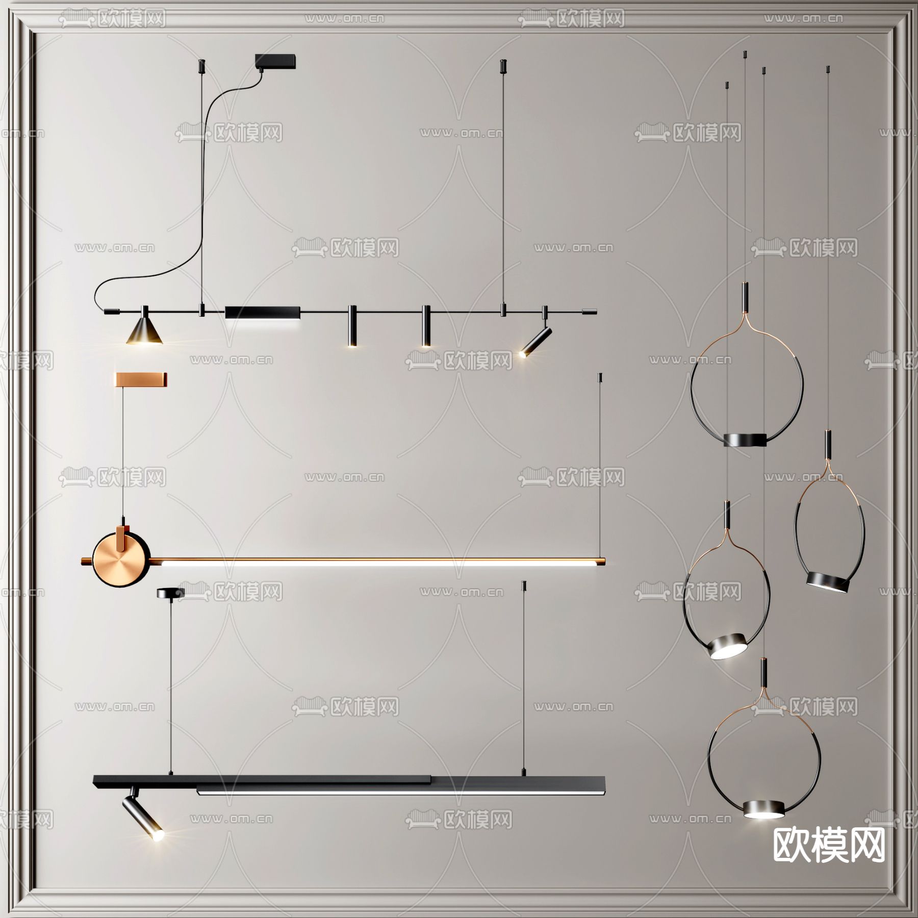 现代金属吊灯3d模型