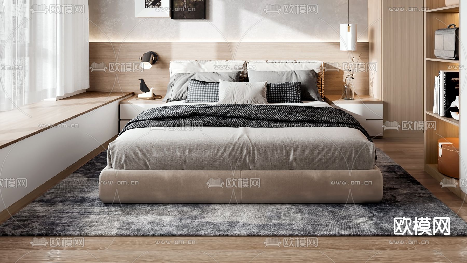 北欧卧室主人房3d模型下载（渲染图2）