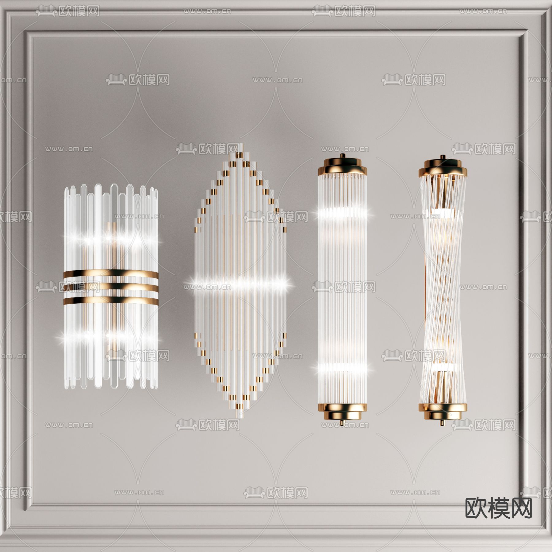 现代水晶壁灯3d模型下载