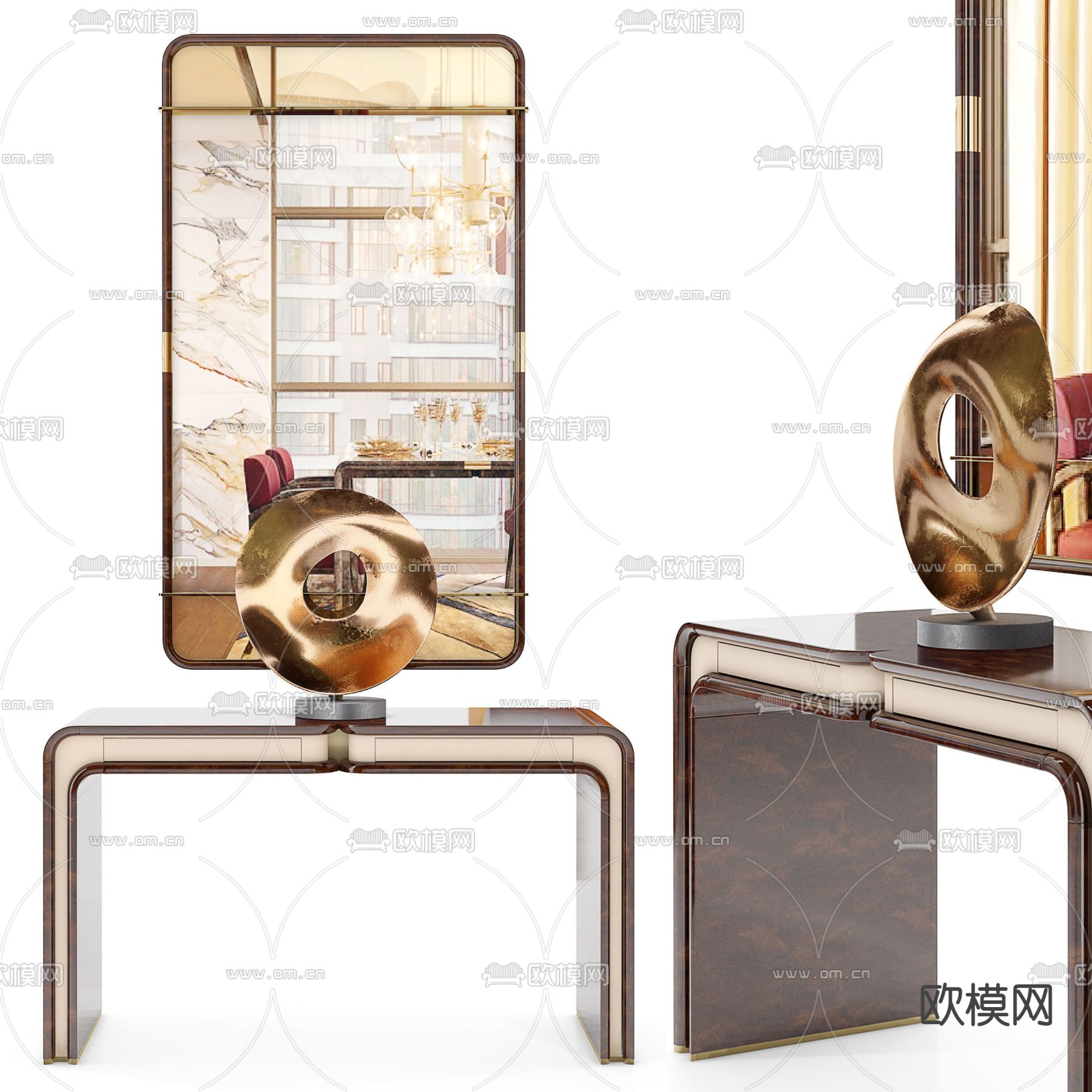 现代端景条案3d模型