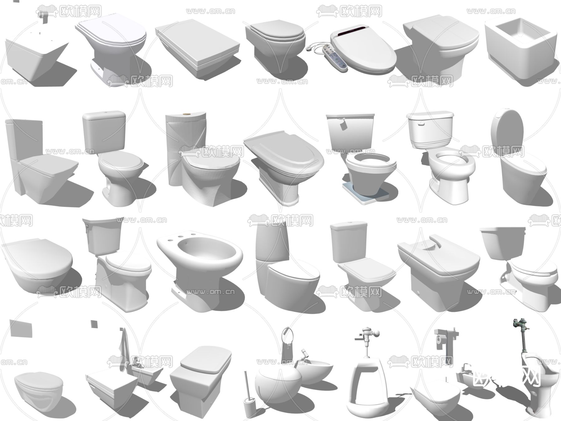 现代马桶坐便器su模型下载（渲染图3）