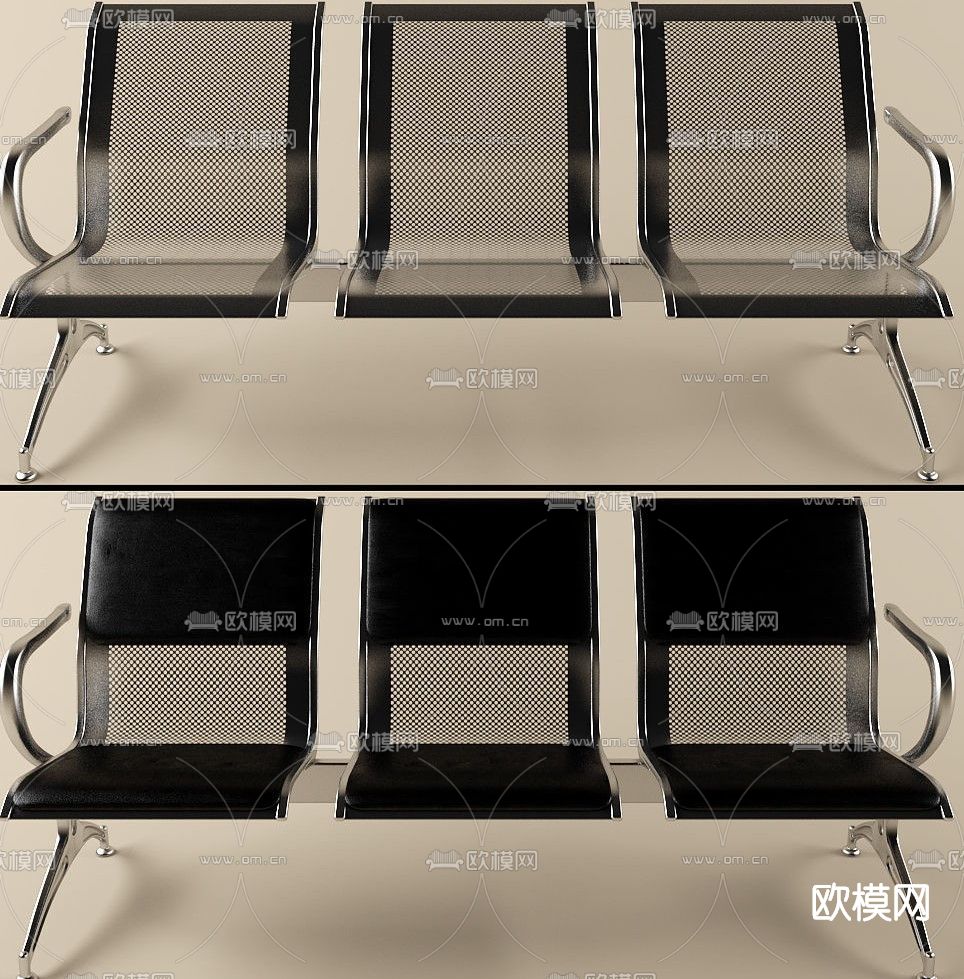 现代金属公共椅免费3d模型下载