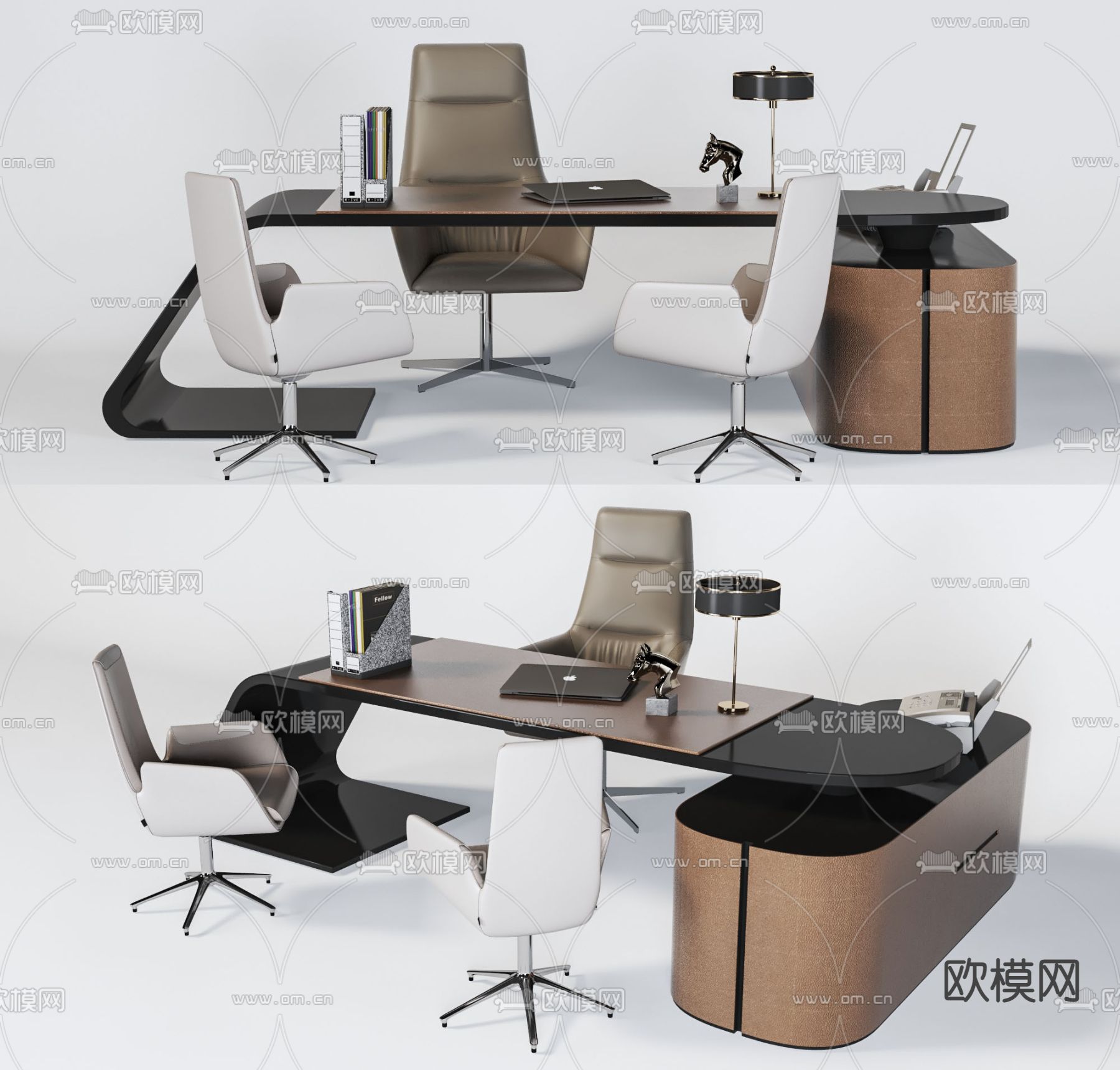 现代班台桌椅3d模型