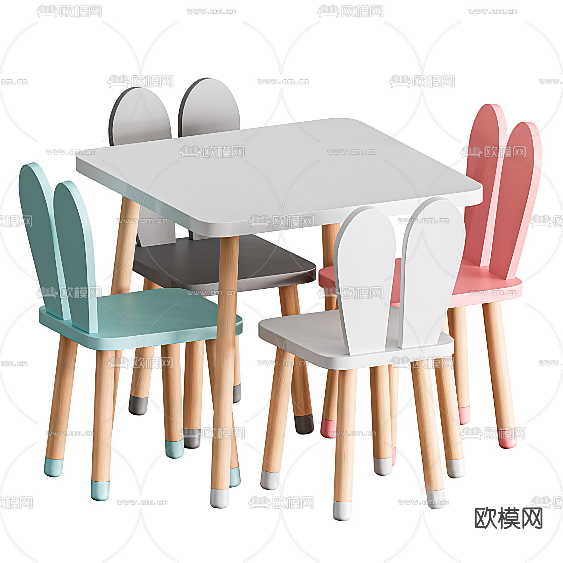现代儿童桌椅3d模型