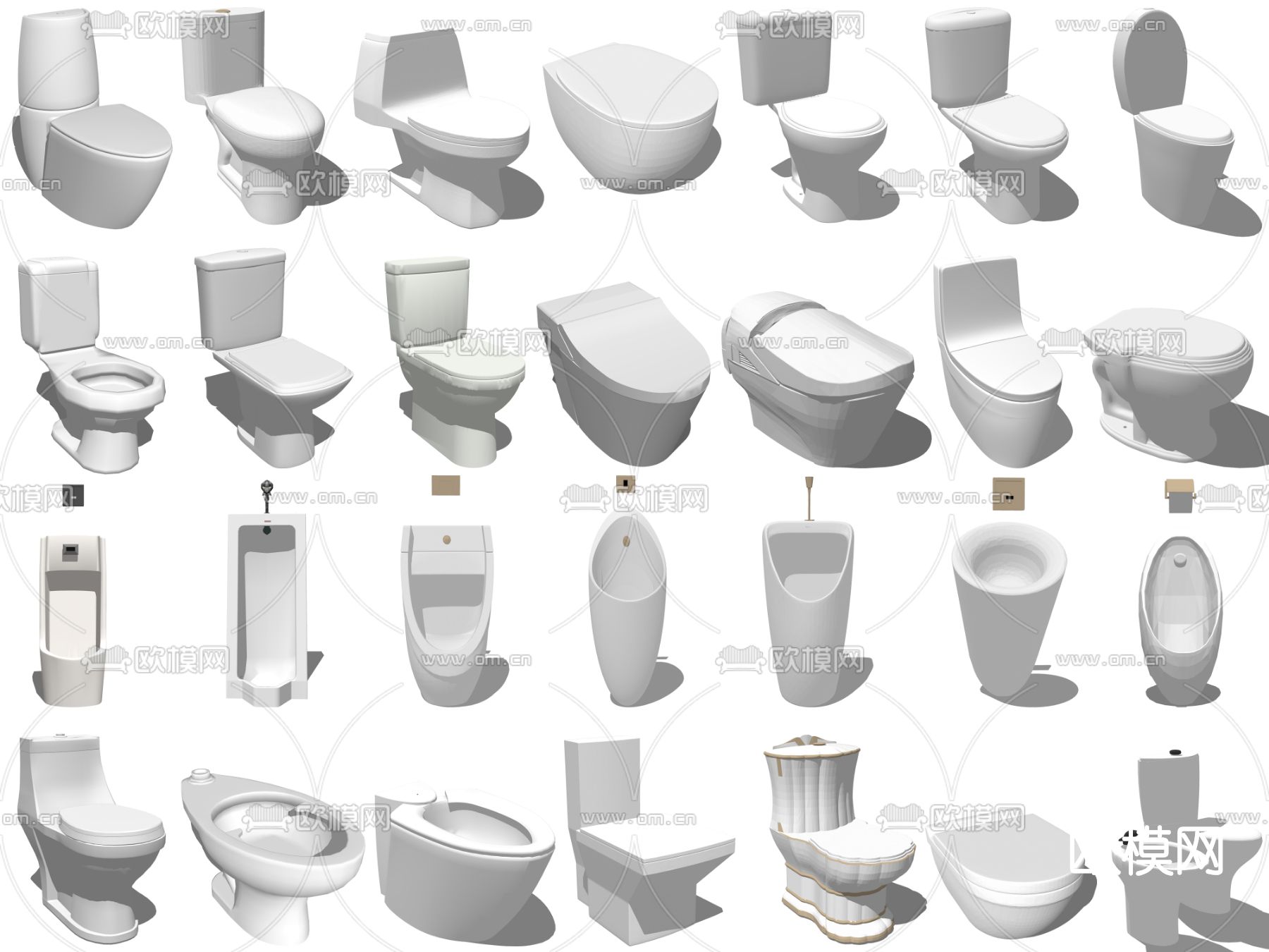 现代马桶坐便器su模型下载（渲染图2）