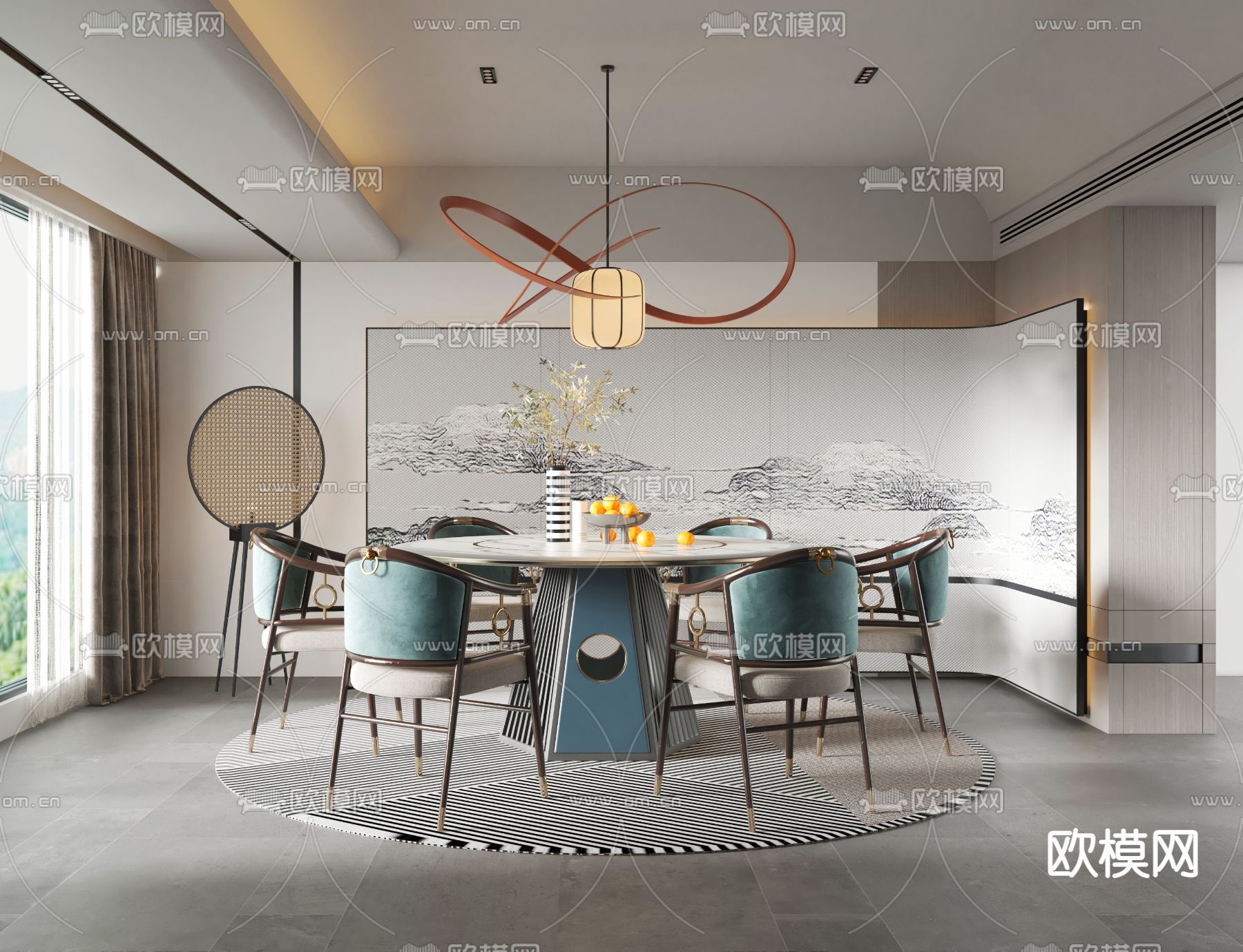 新中式餐厅3d模型