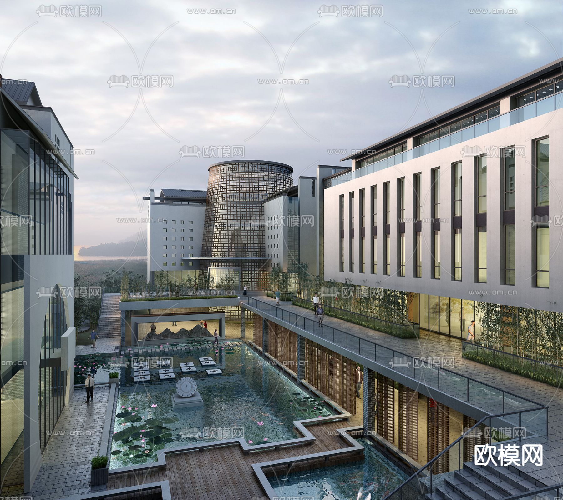 中式会所鸟瞰3d模型下载（渲染图2）