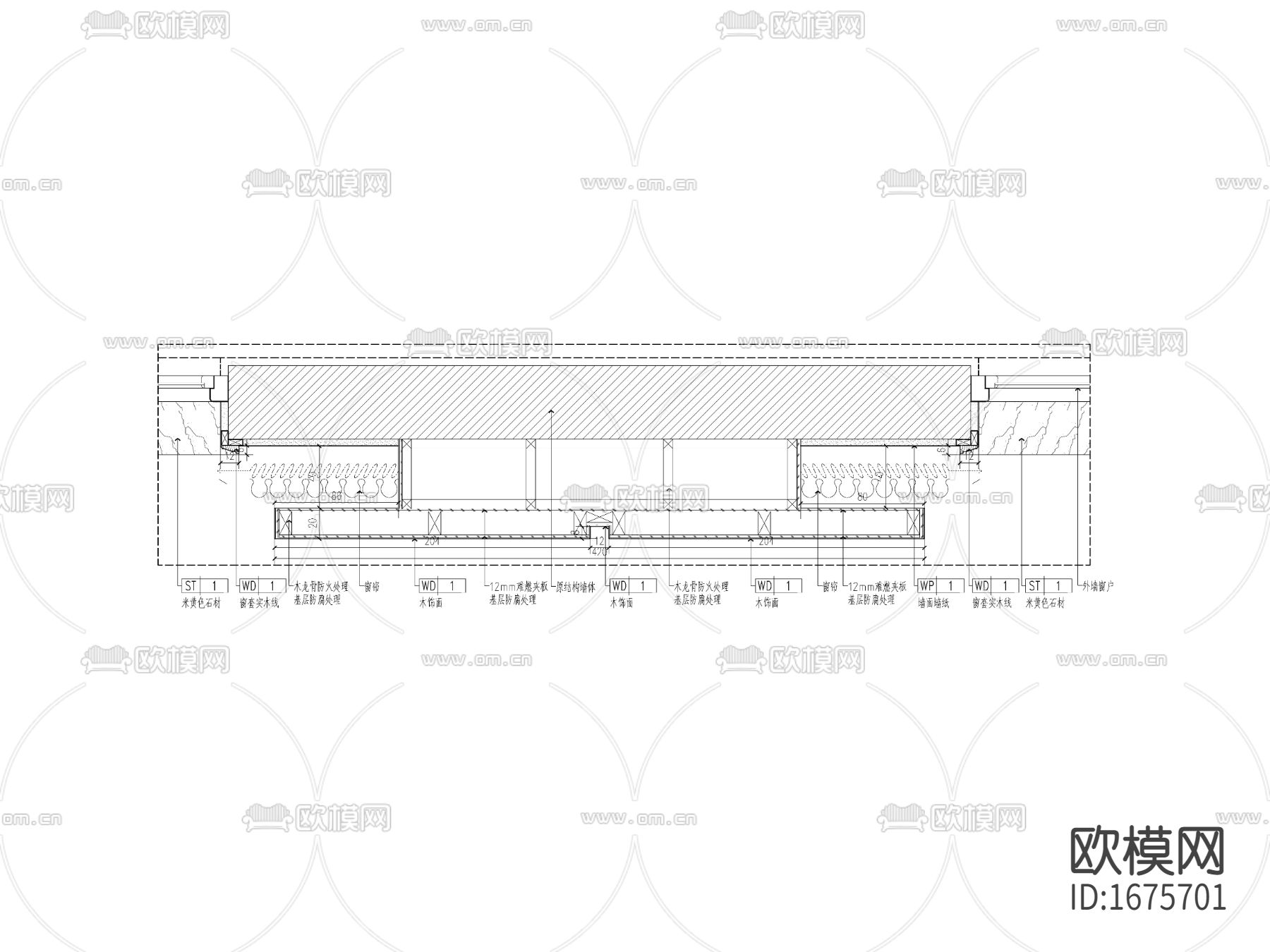 挡帘屏风横剖cad节点大样图下载（渲染图1）