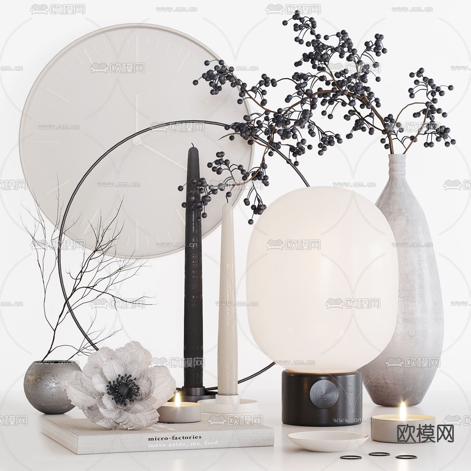 北欧花瓶花卉台灯摆件3d模型