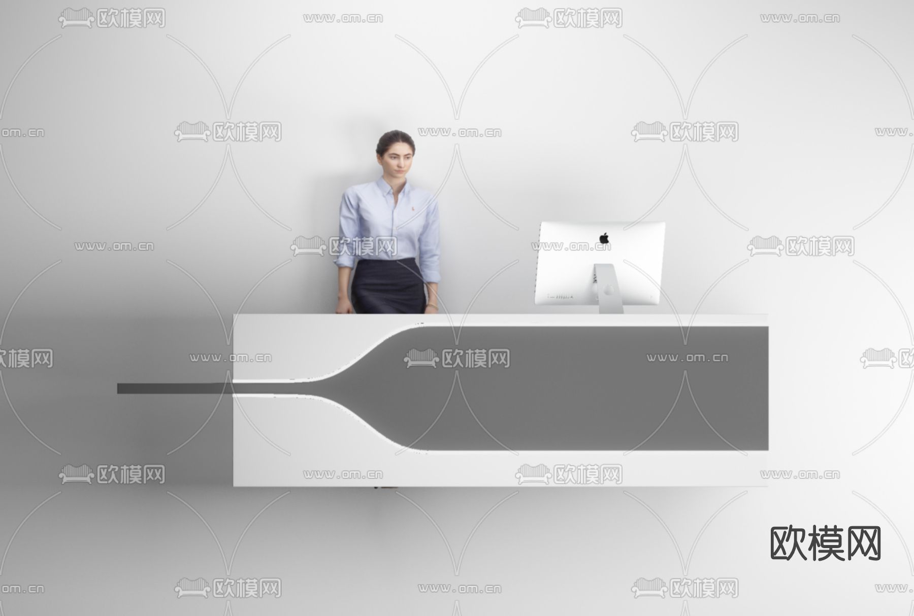 现代前台接待台免费3d模型下载