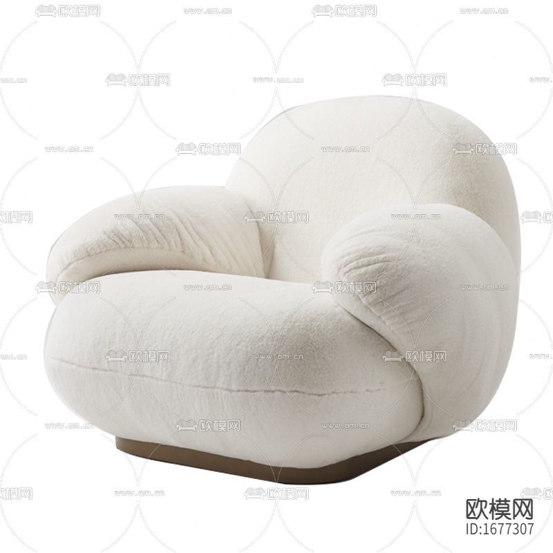 现代简约白色布艺金属单人沙发