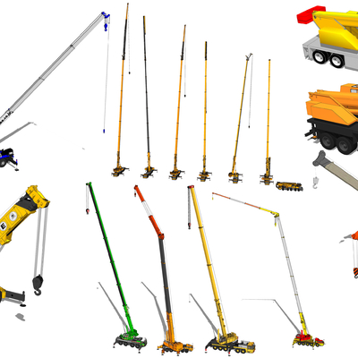  现代工程车吊车su模型 