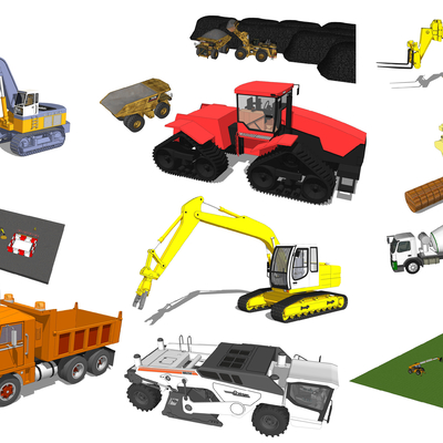  现代工程车su模型 