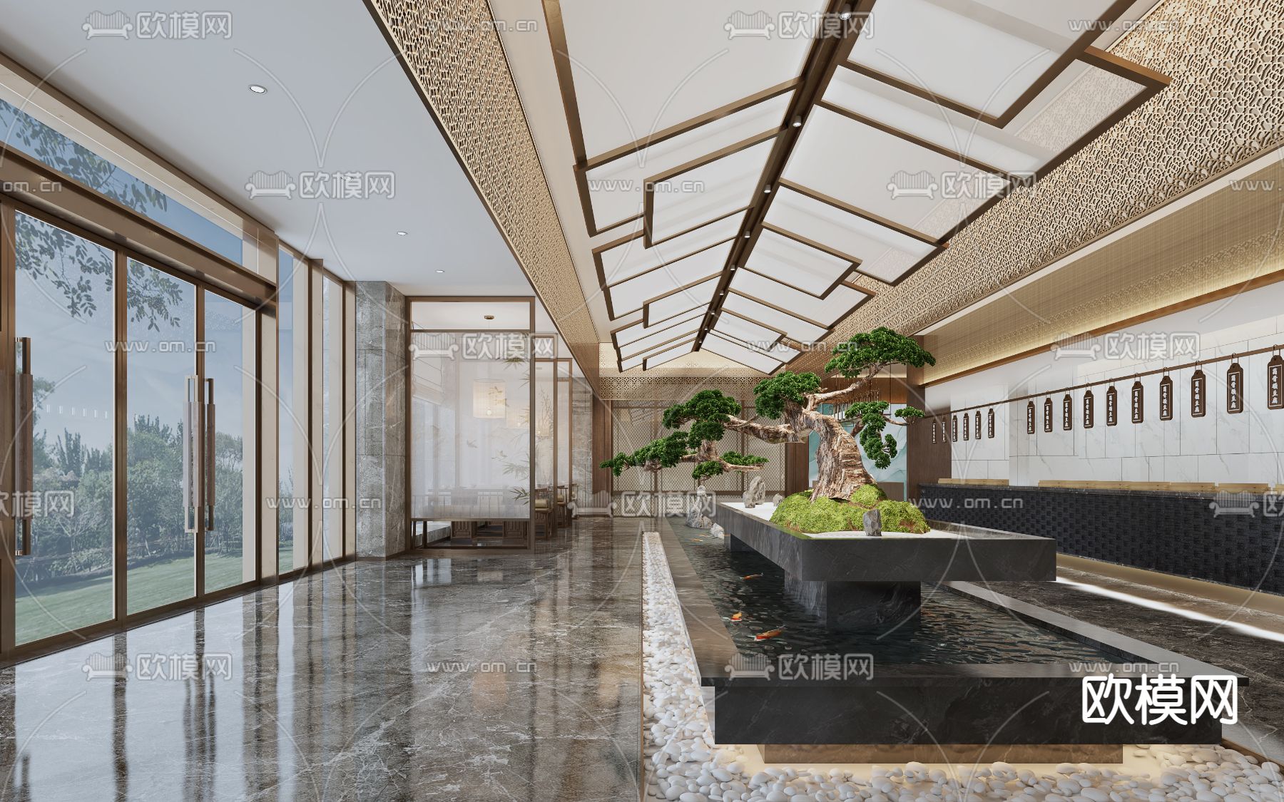 新中式酒楼中餐厅3d模型