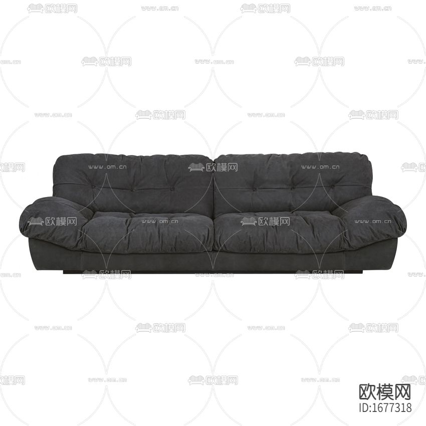 现代简约灰色皮革三人沙发