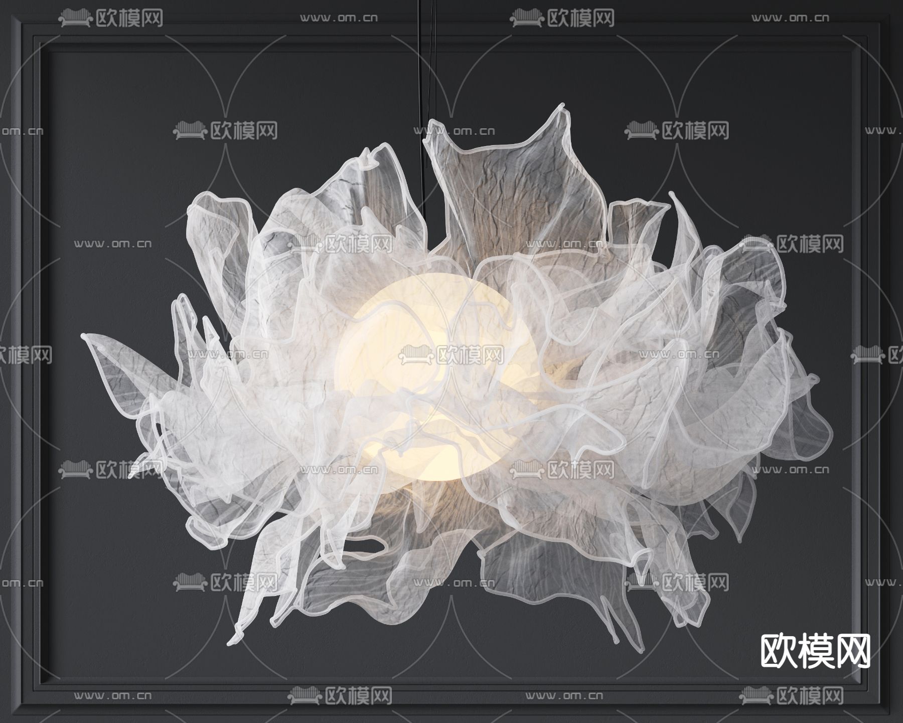 现代网纱装饰吊灯3d模型
