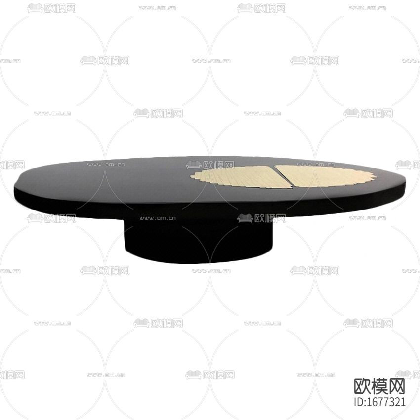 新中式轻奢黑色烤漆实木椭圆形茶几