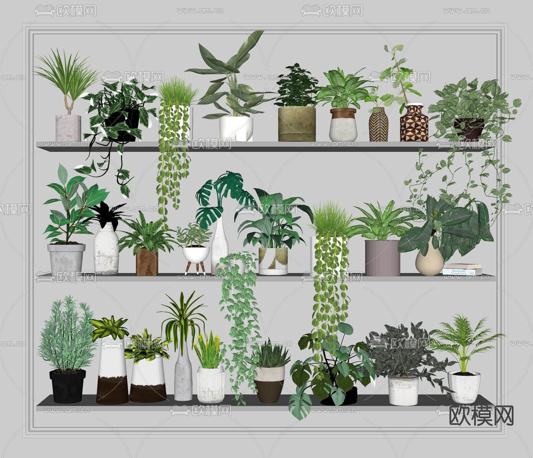 现代绿植盆栽su模型下载