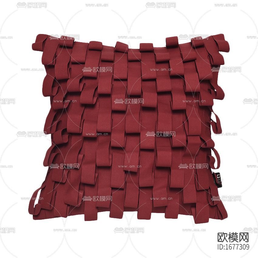 现代轻奢手工编织麂皮绒红色抱枕