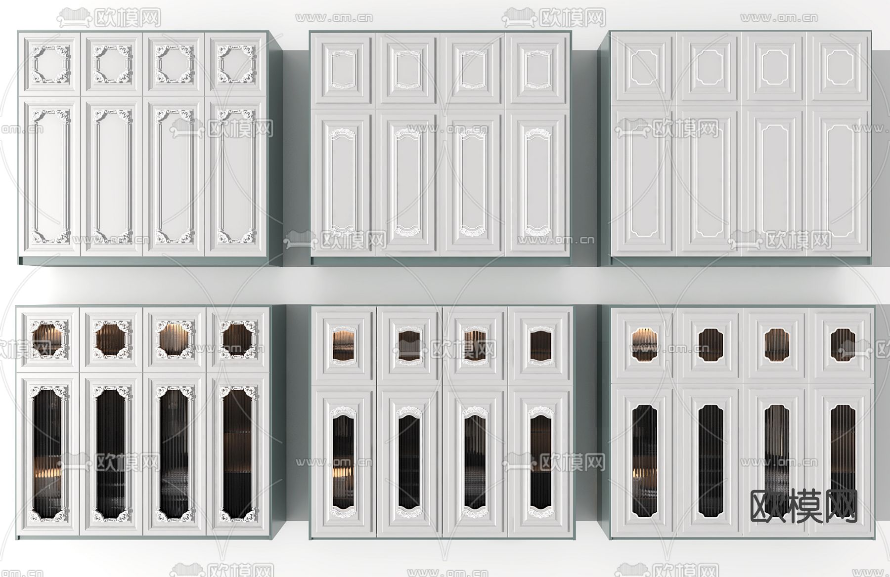 欧式雕花衣柜3d模型下载