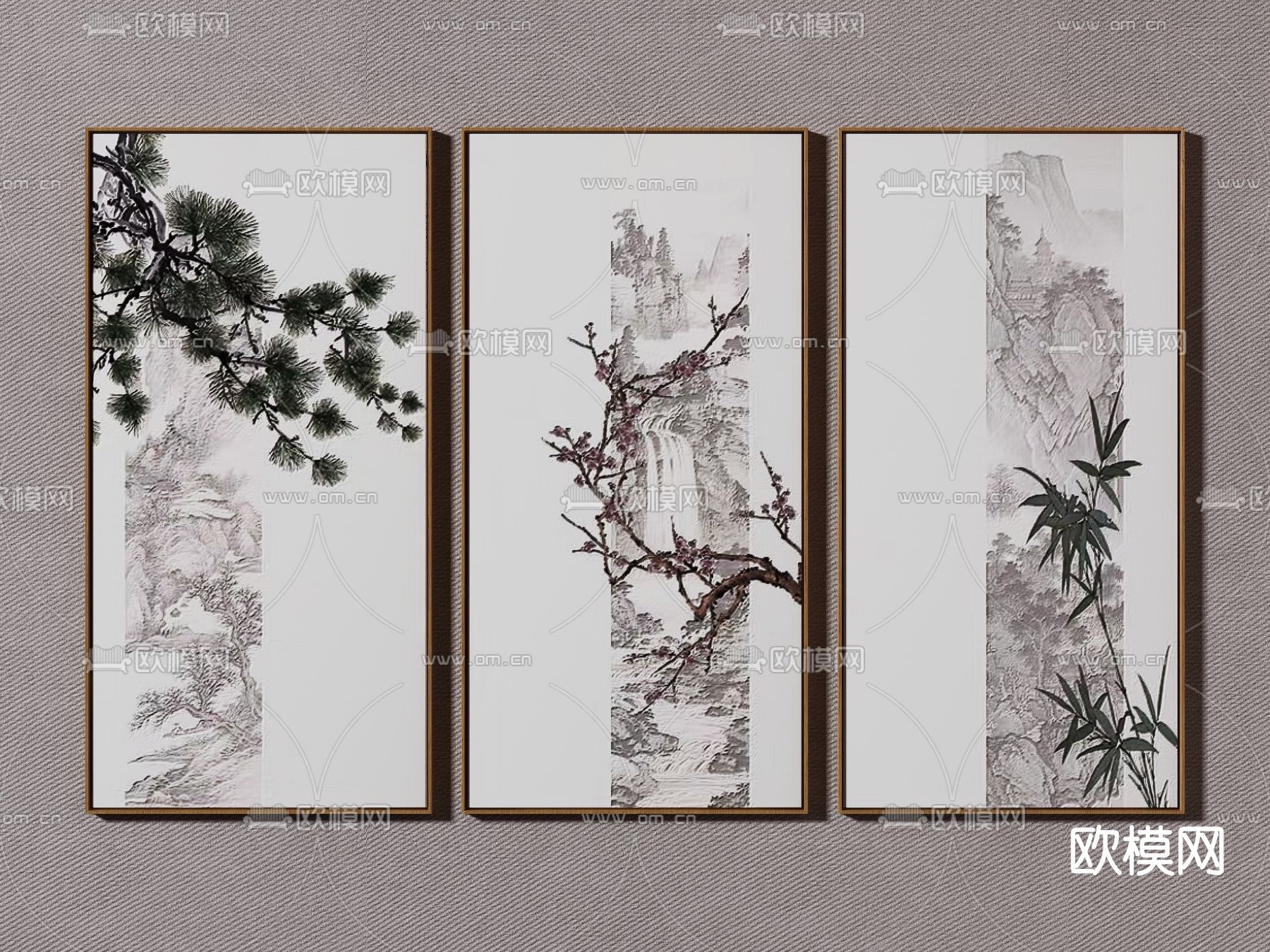 新中式装饰挂画3d模型