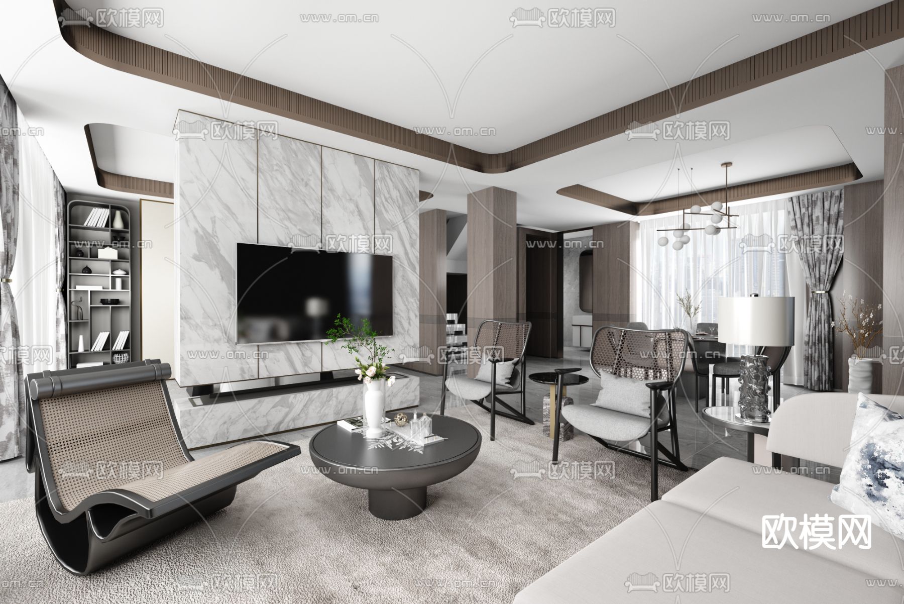 HWCD设计 沈阳汇置山湖别墅客餐厅3d模型