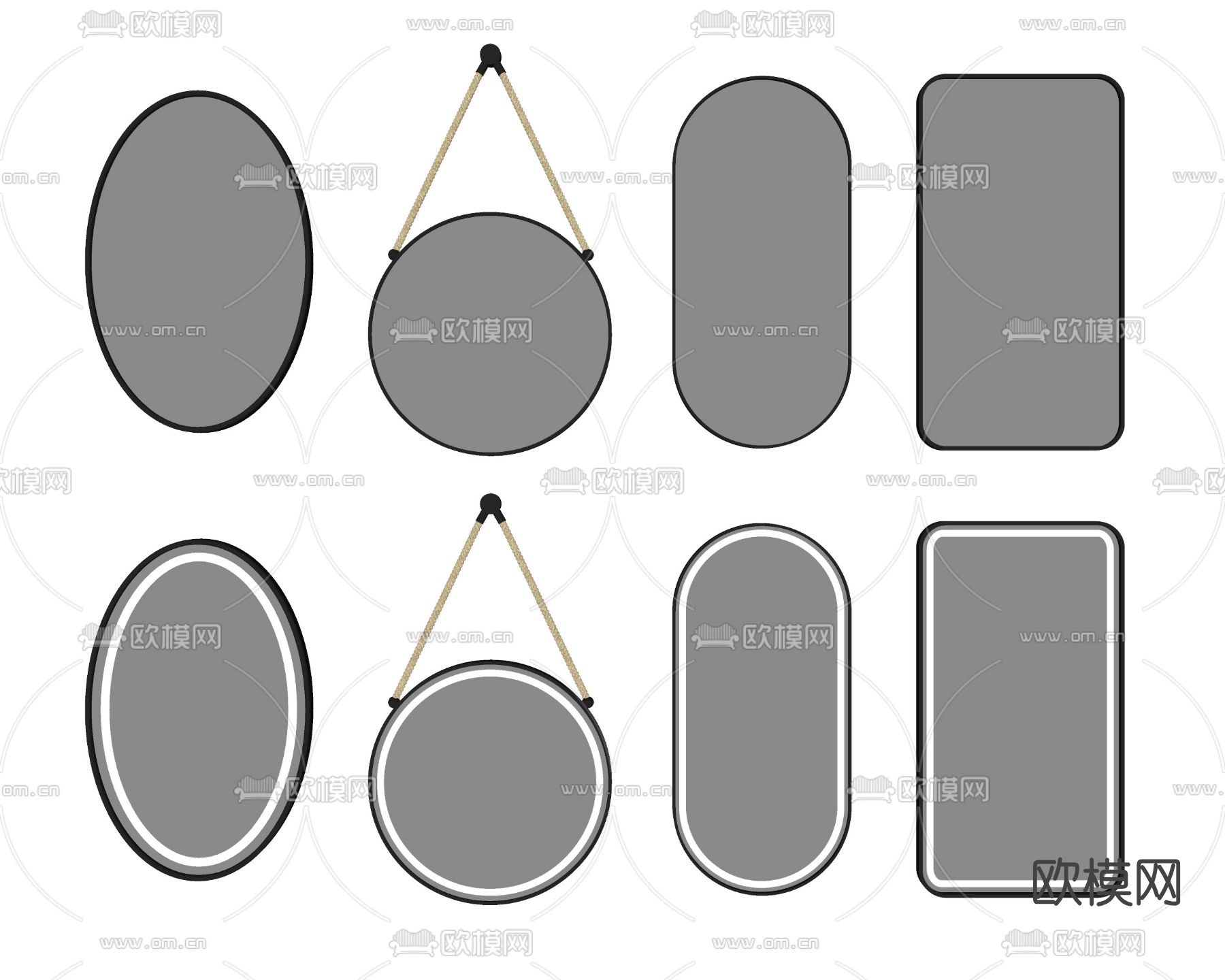 现代镜子卫浴镜3d模型下载（渲染图2）