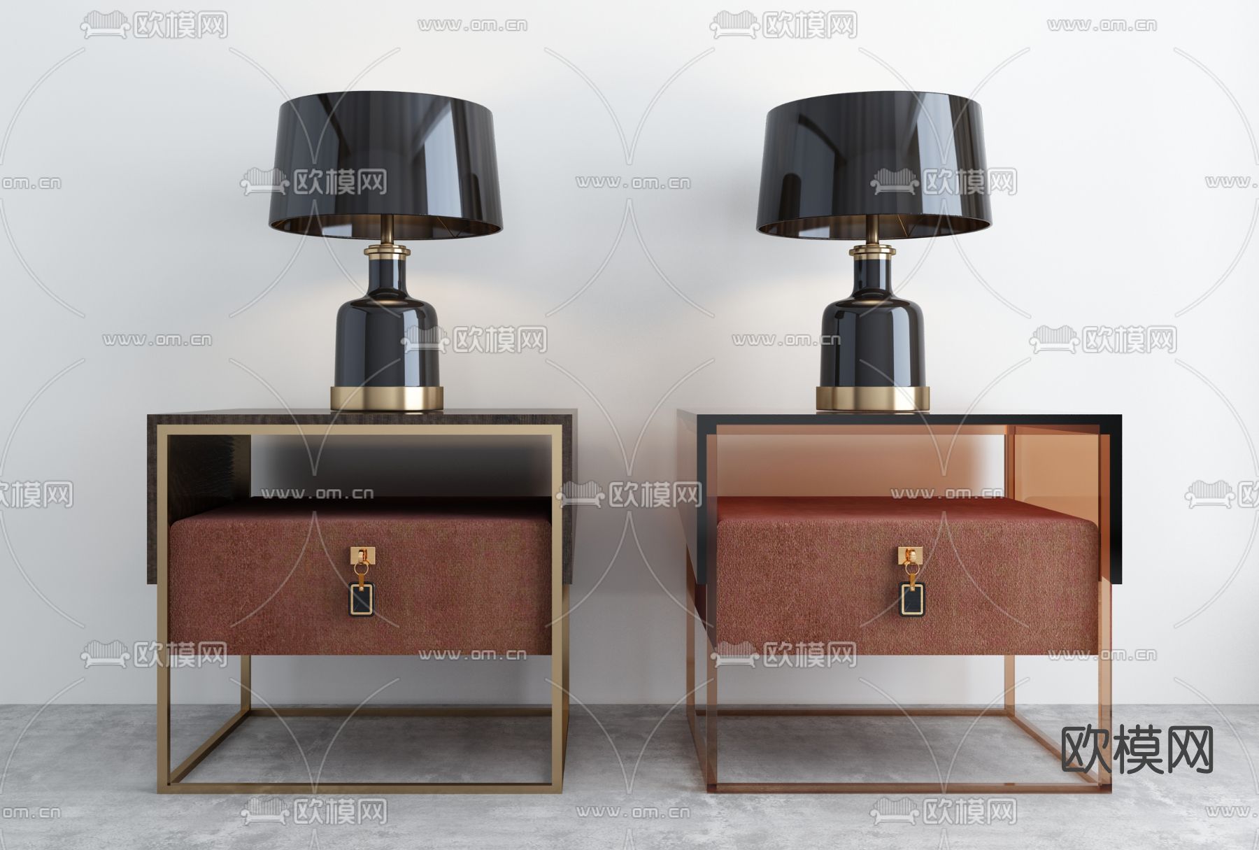 现代亚克力床头柜3d模型下载