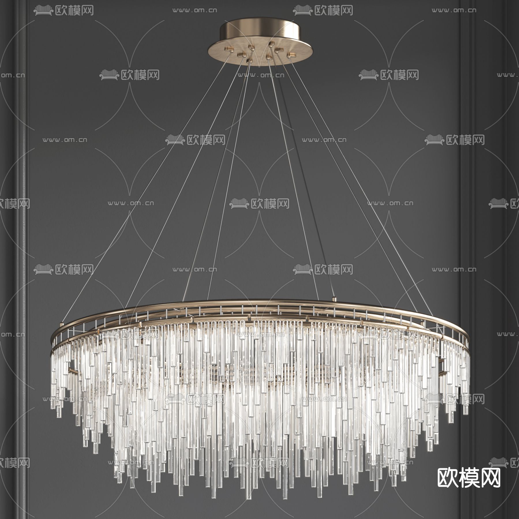 现代轻奢水晶吊灯su模型下载（渲染图1）