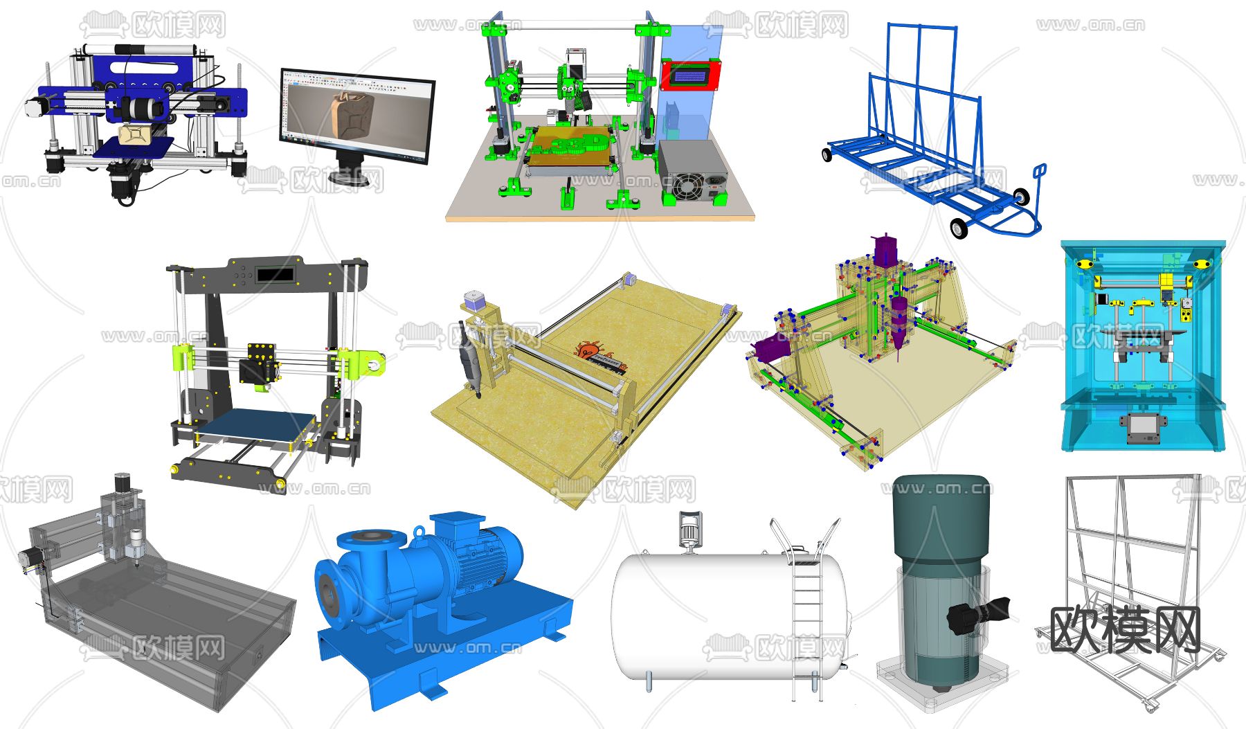 现代打印机离心泵工业设备su模型下载