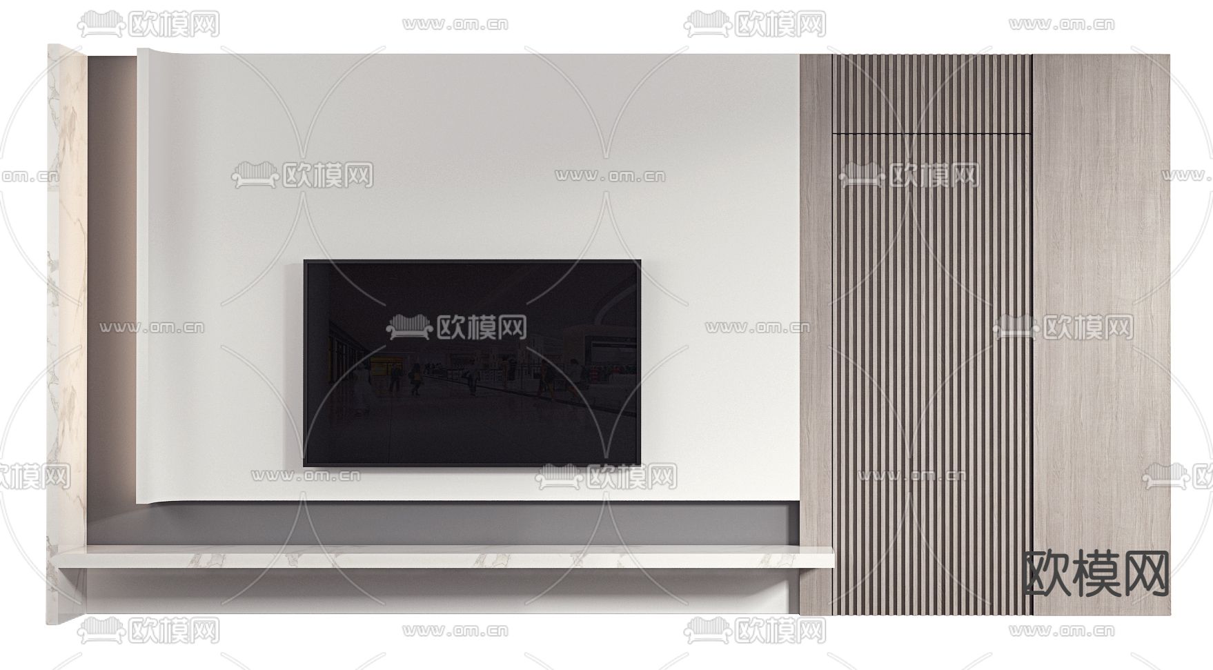 现代电视背景墙3d模型