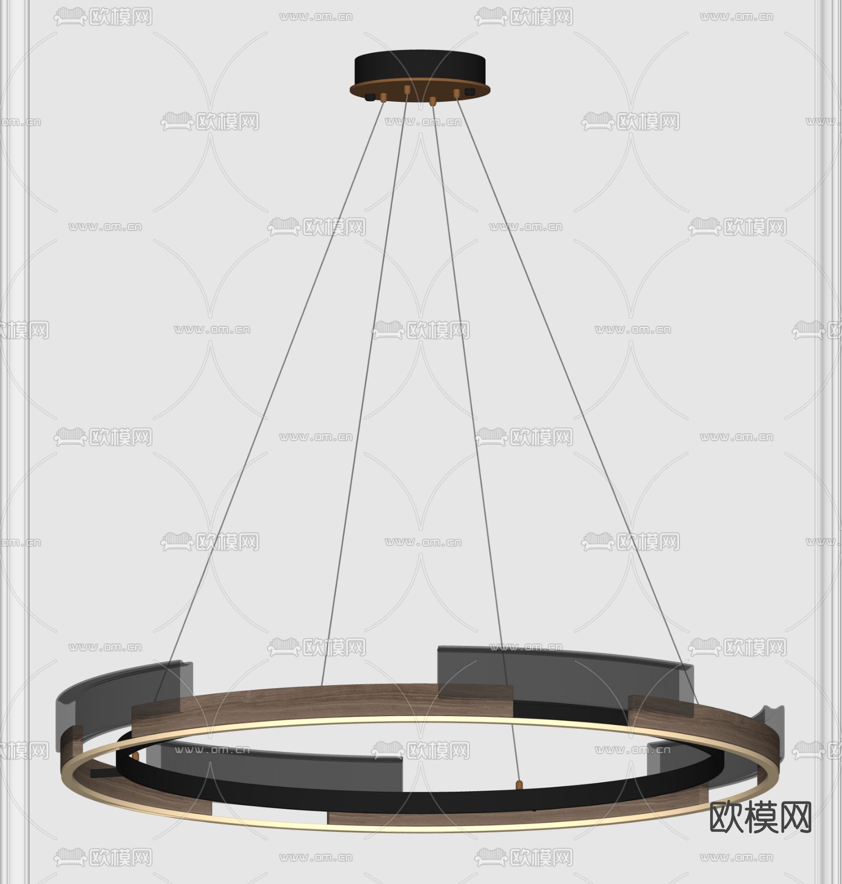现代环形吊灯su模型下载（渲染图2）
