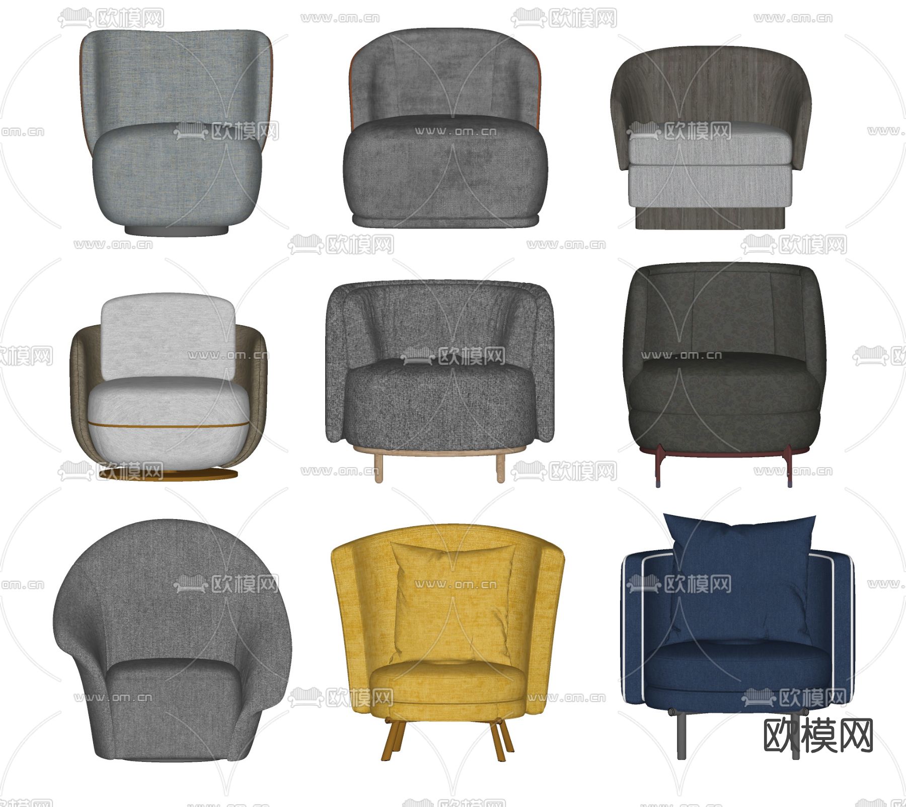 现代布艺休闲沙发su模型下载（渲染图2）