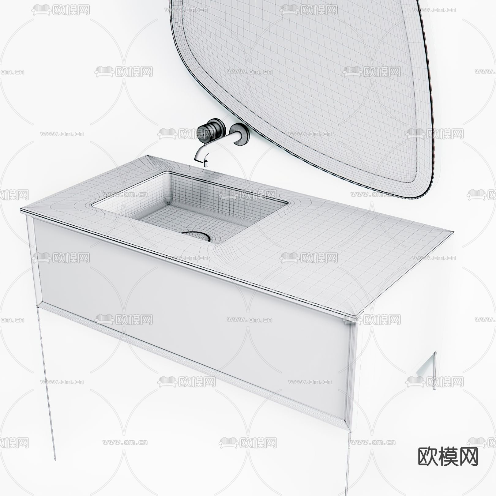 现代洗手台盆3d模型