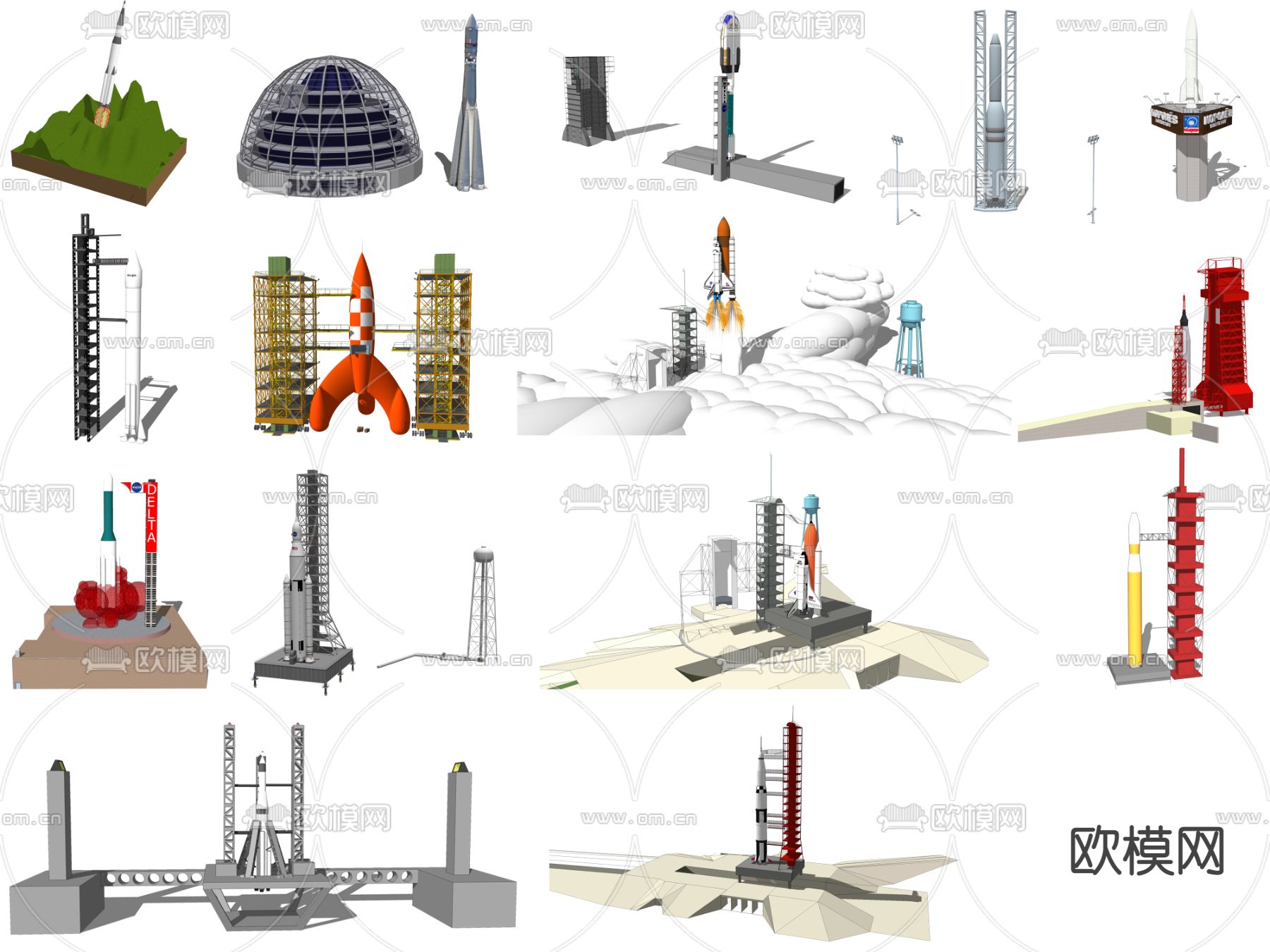 现代火箭航天飞机su模型下载（渲染图2）