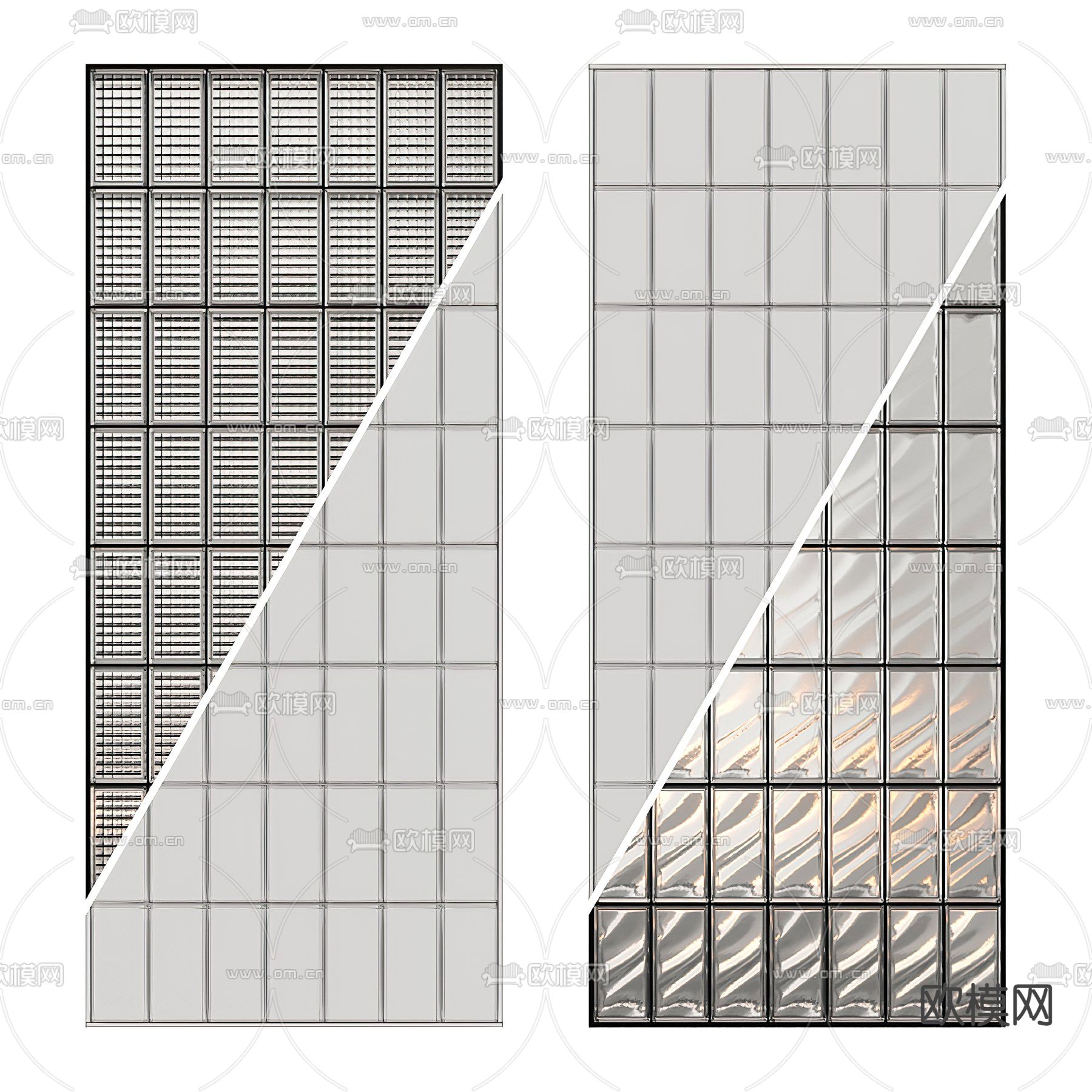 现代玻璃屏风隔断3d模型下载（渲染图2）