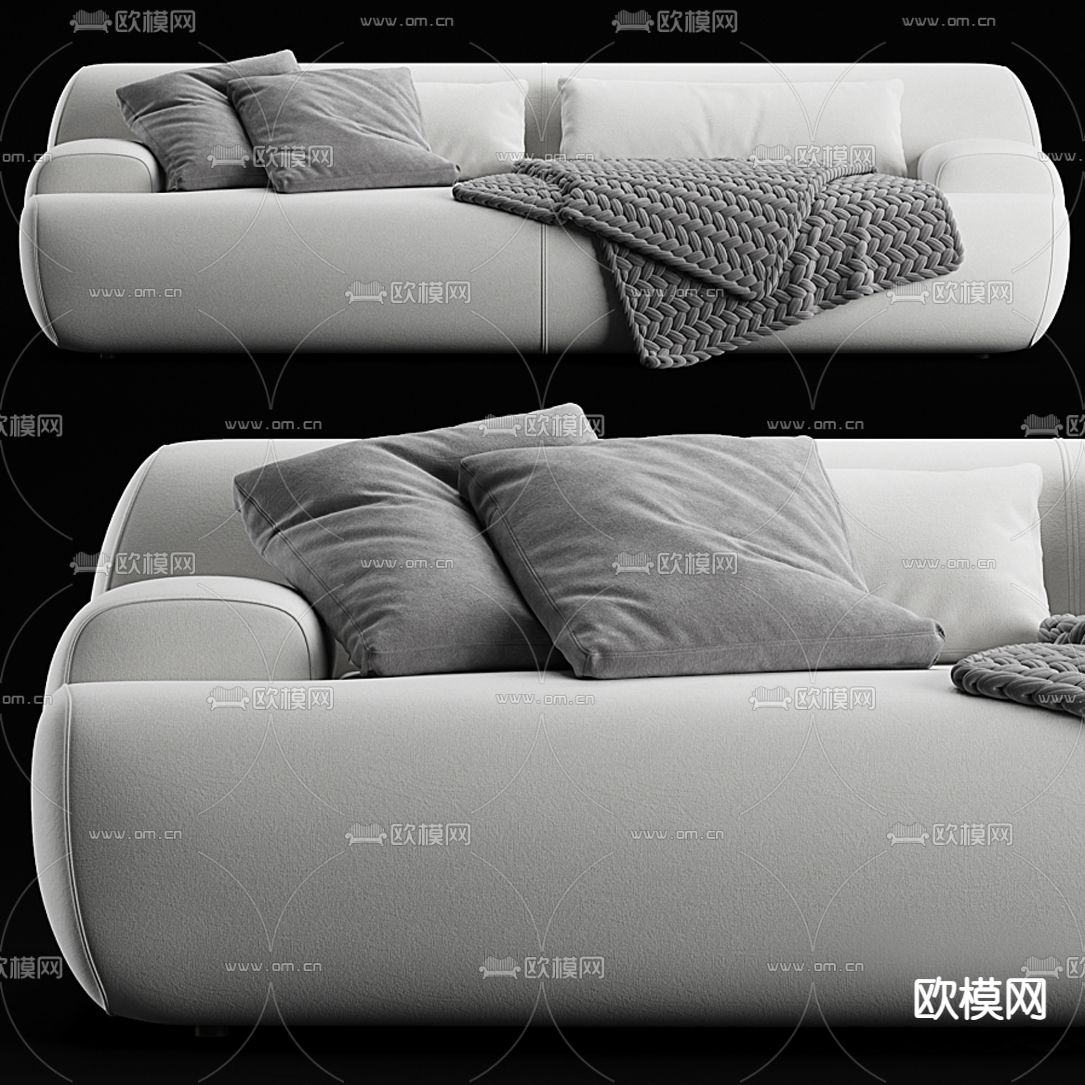 Meridiani 现代布艺双人沙发3d模型下载（渲染图3）
