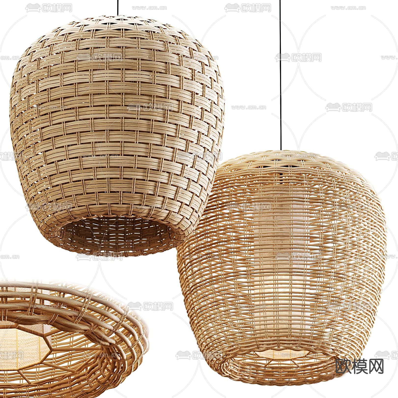 新中式竹编吊灯3d模型