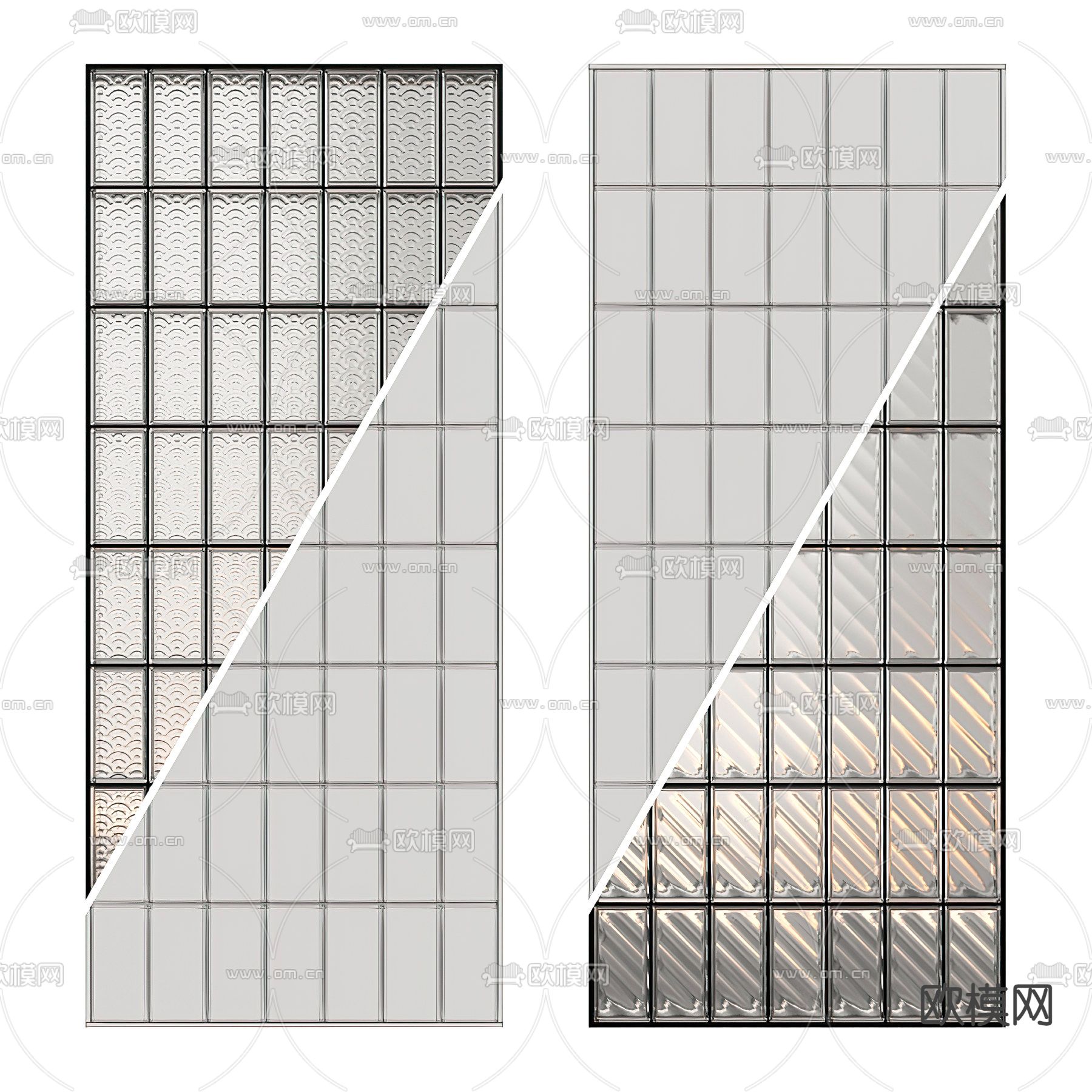 现代玻璃屏风隔断3d模型下载（渲染图3）