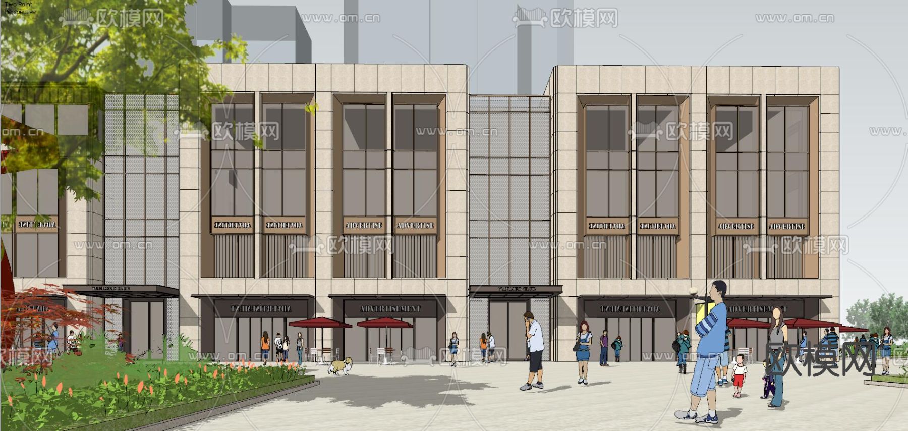 现代社区商业su模型下载（渲染图4）