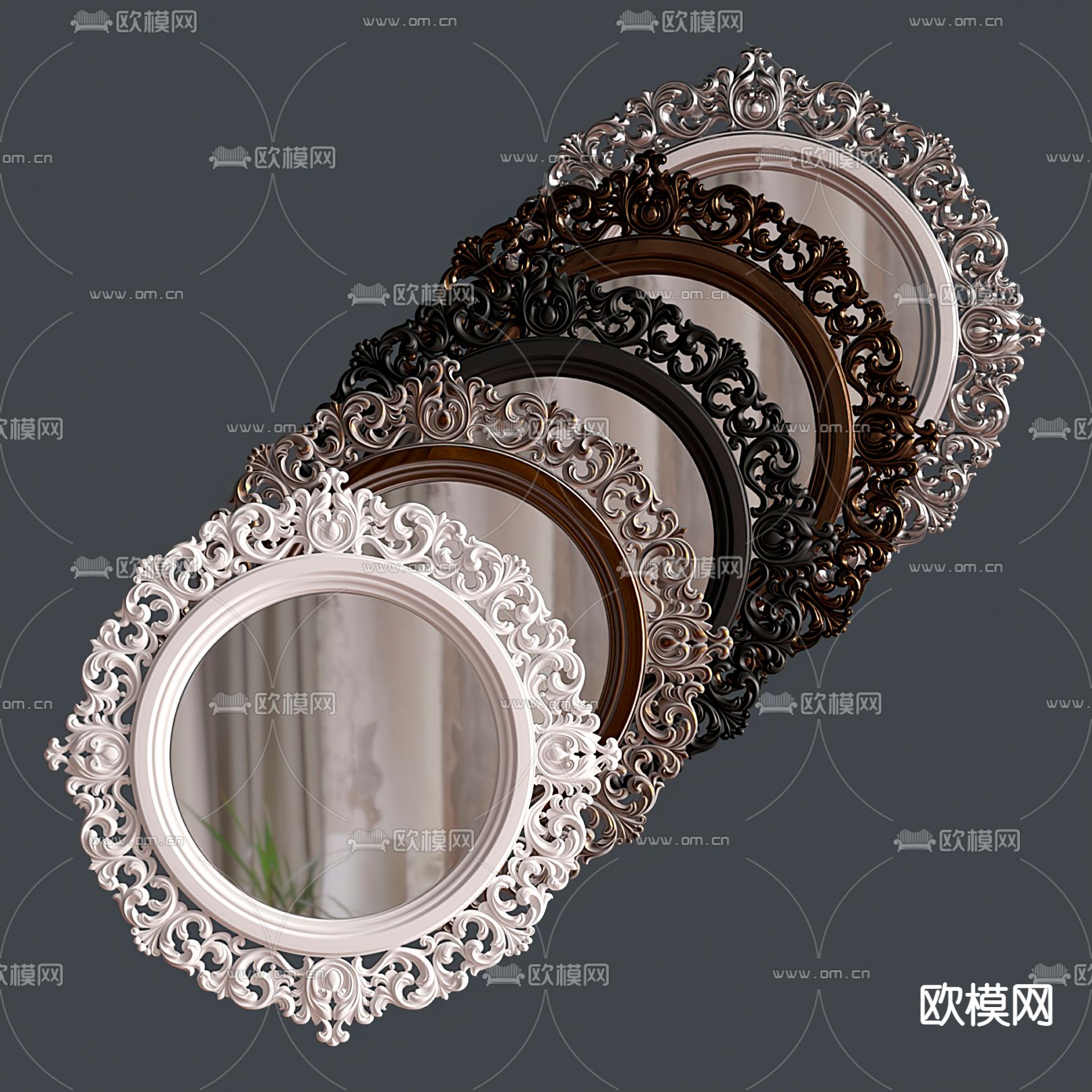 欧式雕花镜子3d模型