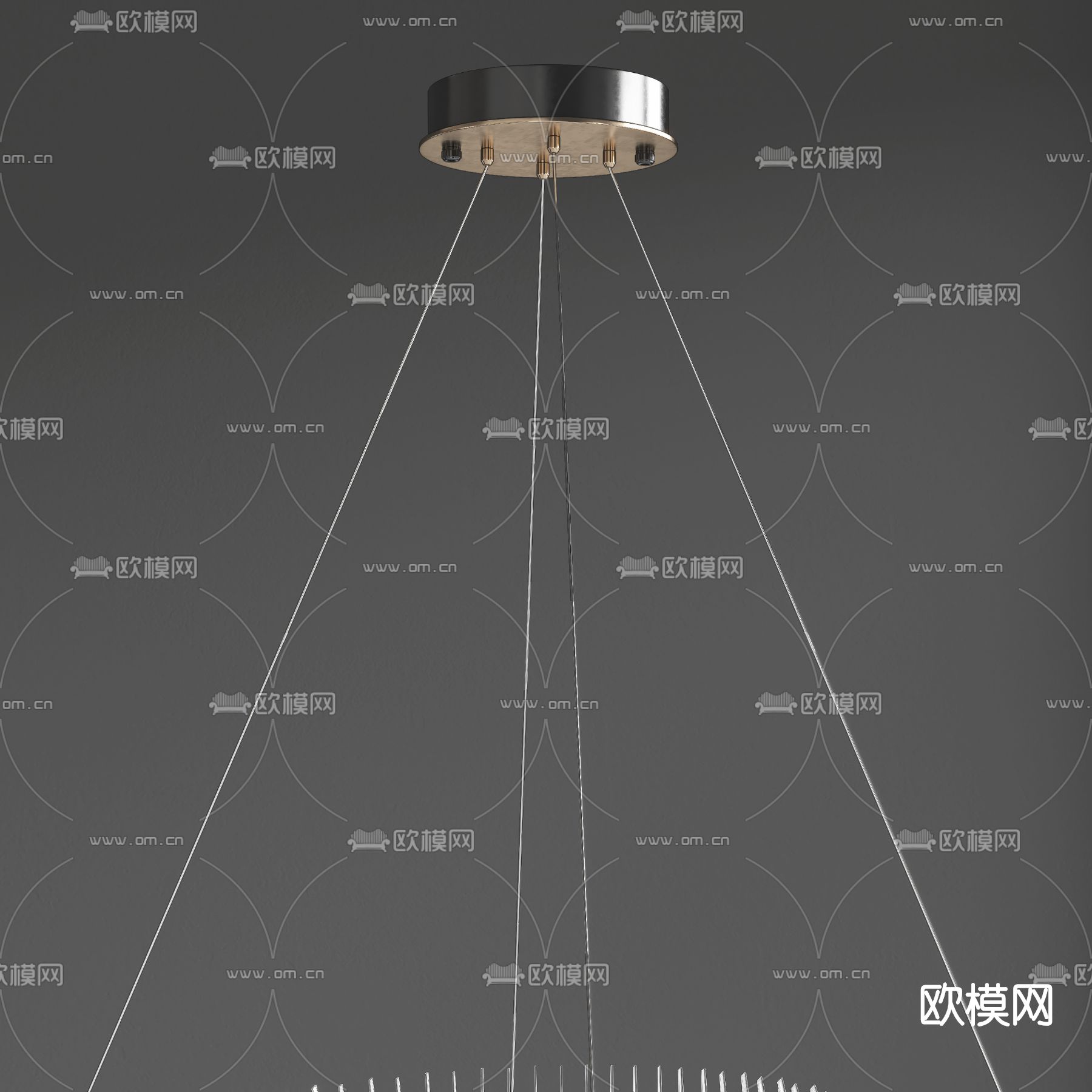 现代轻奢环形吊灯su模型下载（渲染图3）