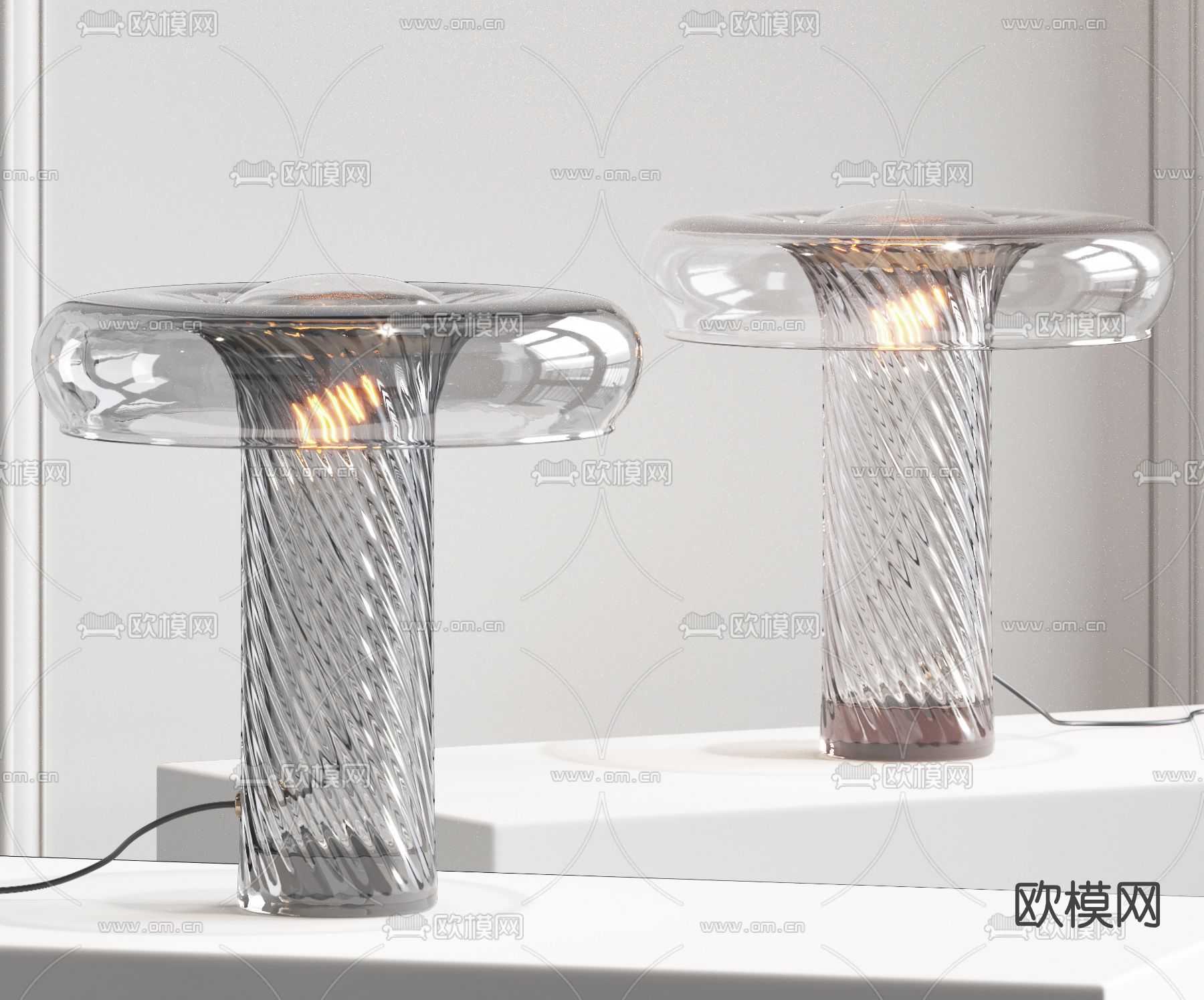 现代轻奢玻璃台灯su模型下载（渲染图1）