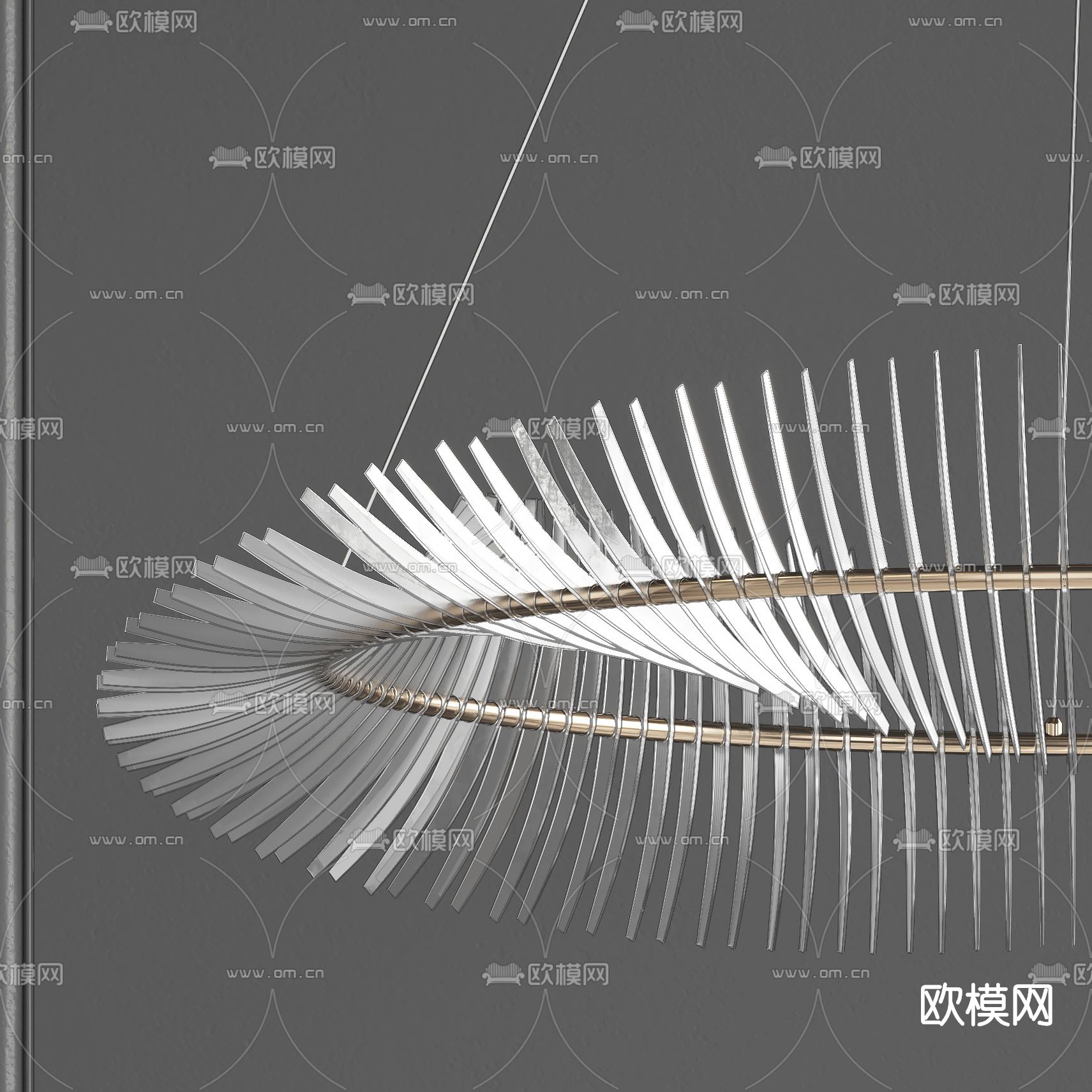现代轻奢环形吊灯su模型下载（渲染图4）