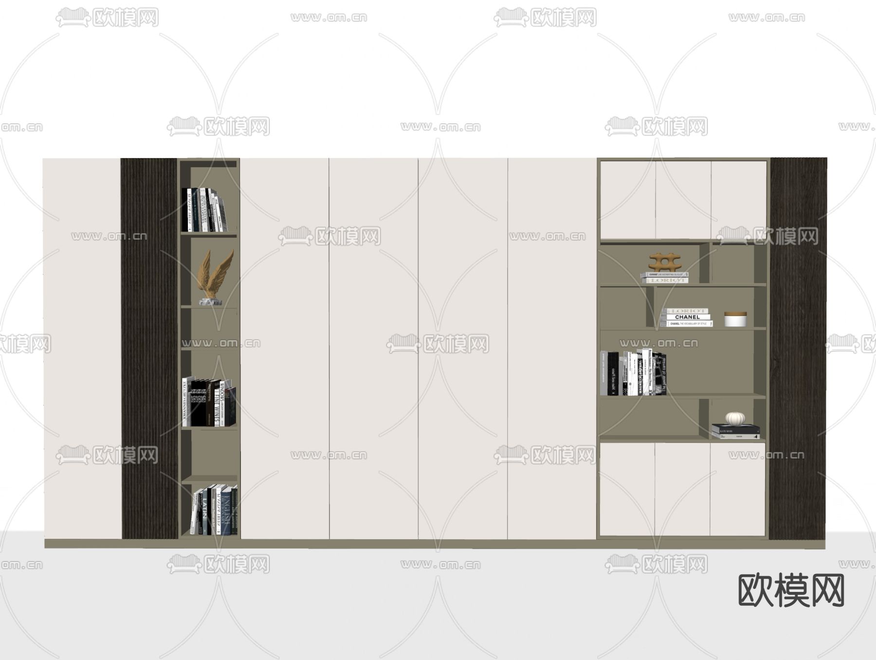 现代轻奢书柜su模型下载（渲染图2）