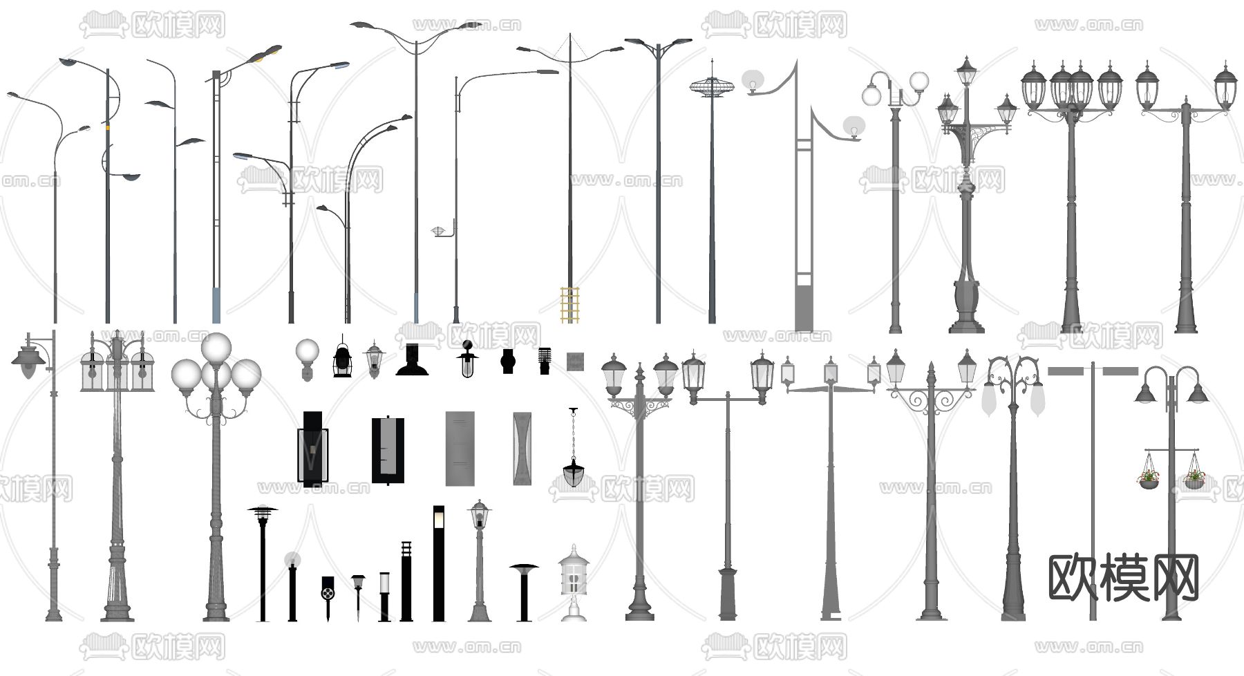 现代路灯景观灯su模型下载（渲染图2）